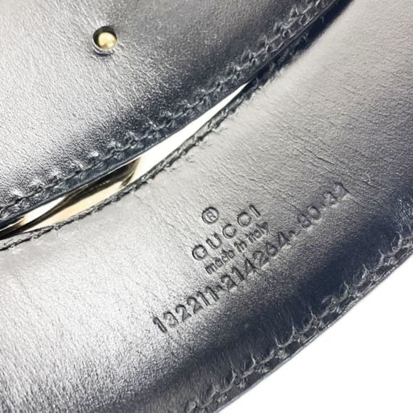 Gucci Belt Interlocking G Men's Leather Black Size 80cm 132211 GUCCI GG Mark ... - Picture 5 of 8